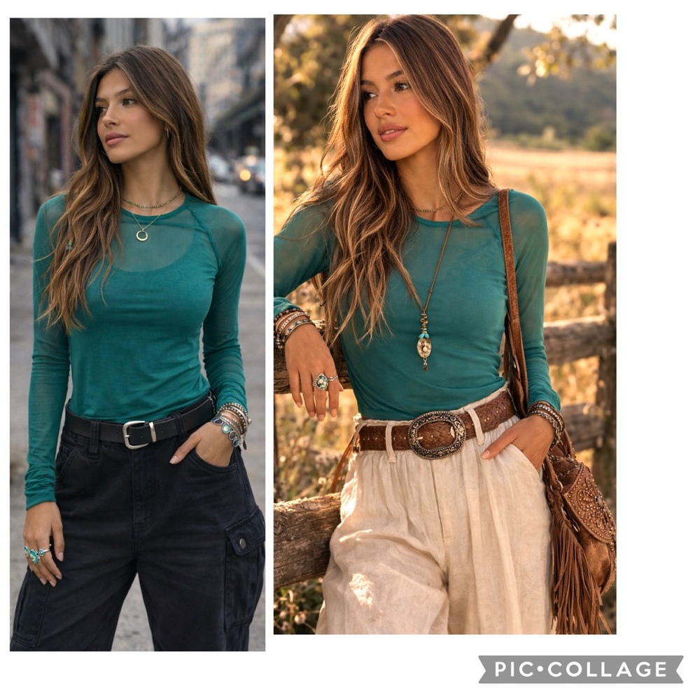 NEW MANGOPOP GREEN MESH SHEER LAYERING T-SHIRT CLUB WEAR